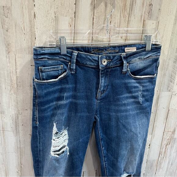 Mavi Emma Slim Boyfriend Blue Jeans Distressed Low Rise - Picture 2 of 9